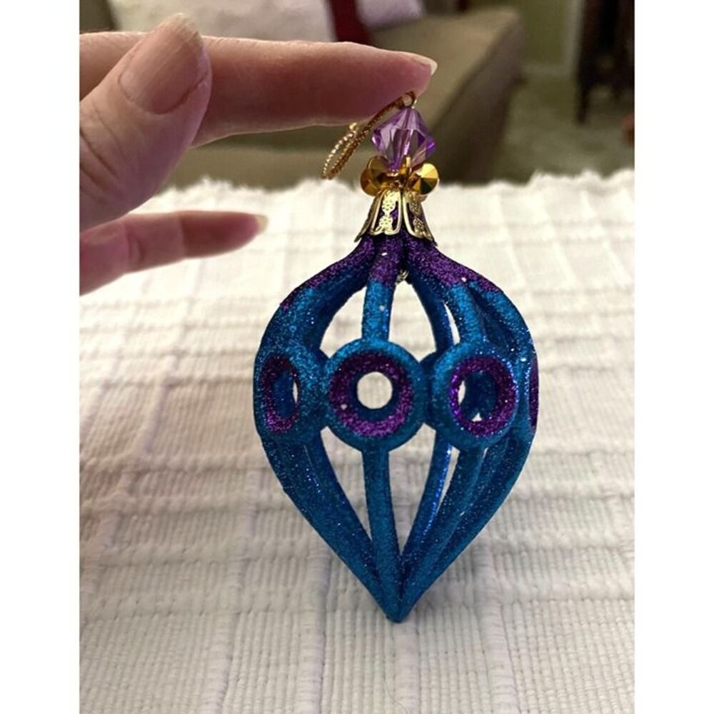 Pier One Glittery Blue & Purple Metal Ornament